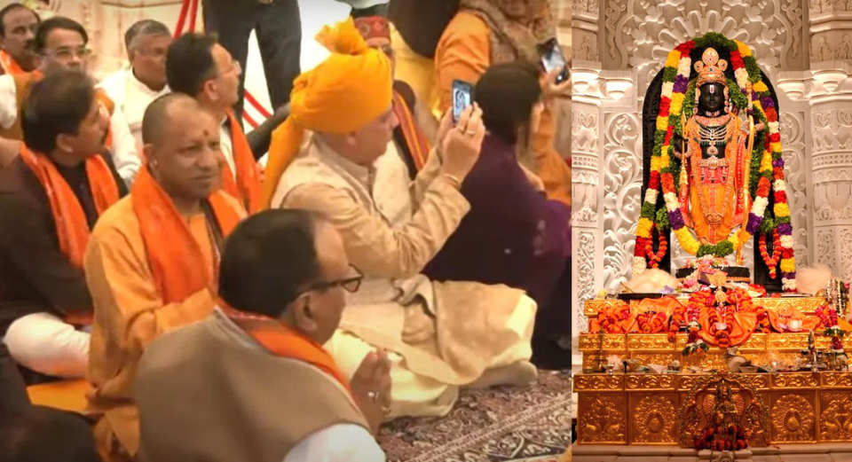अयोध्या के राम मंदिर में CM योगी के साथ विधानसभा अध्यक्ष सतीश महाना और विधायक